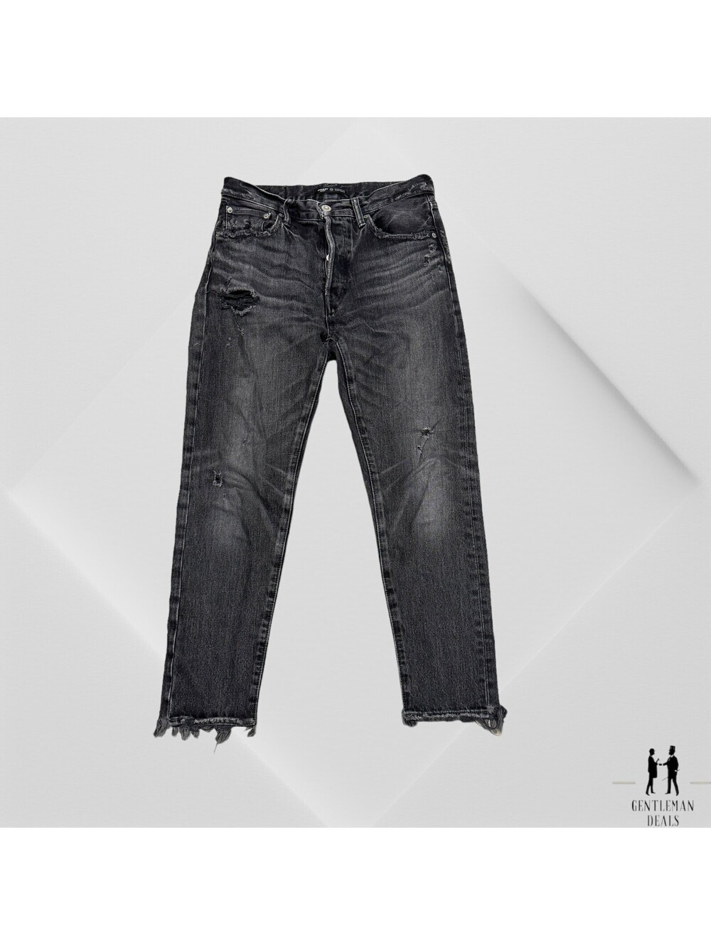 Moussy Vintage Barneys New York Tapered Distressed Faded Black Jeans Japan 27x27